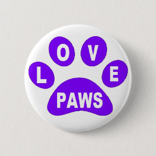 Button-Liebe Paws auf Lila Paws Button