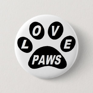 Button-Liebe Paws auf Schwarz Button