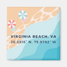Button Magnet - Koordinaten von Virginia Beach, VA