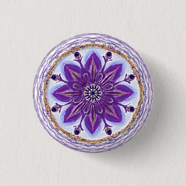 Button Mandala 10 "Königsblau" (Vorderseite)