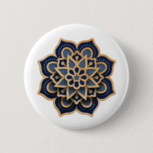 Button-Mandala-Design Knopf nähen - Marineblau &  Button