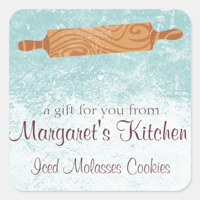 Button Mehl für Backbäckerei nach Maß Quadratischer Aufkleber (Vorderseite)