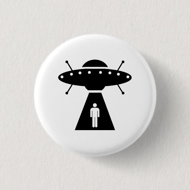 Button mit Außerirdischen-Entführungs-Piktogramm (Vorderseite)