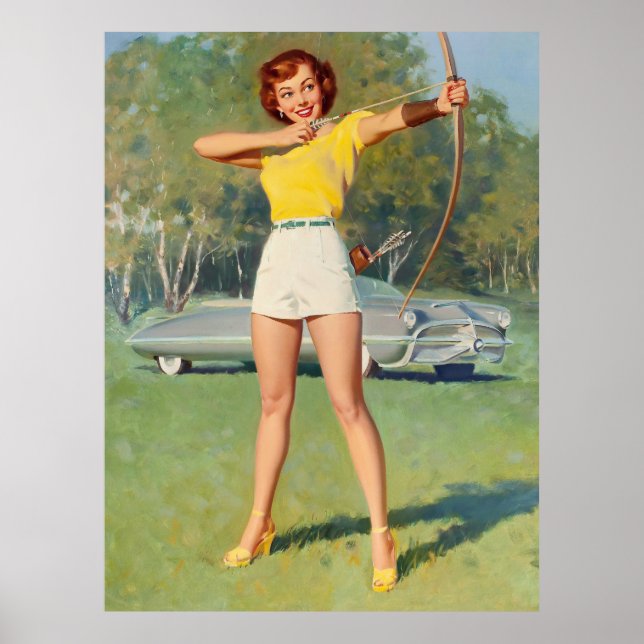 Button mit Bow und Arrow Art Poster (Vorne)