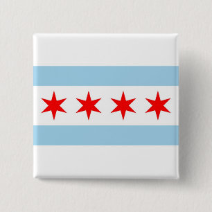 Button mit Flagge von Chicago, Illinois