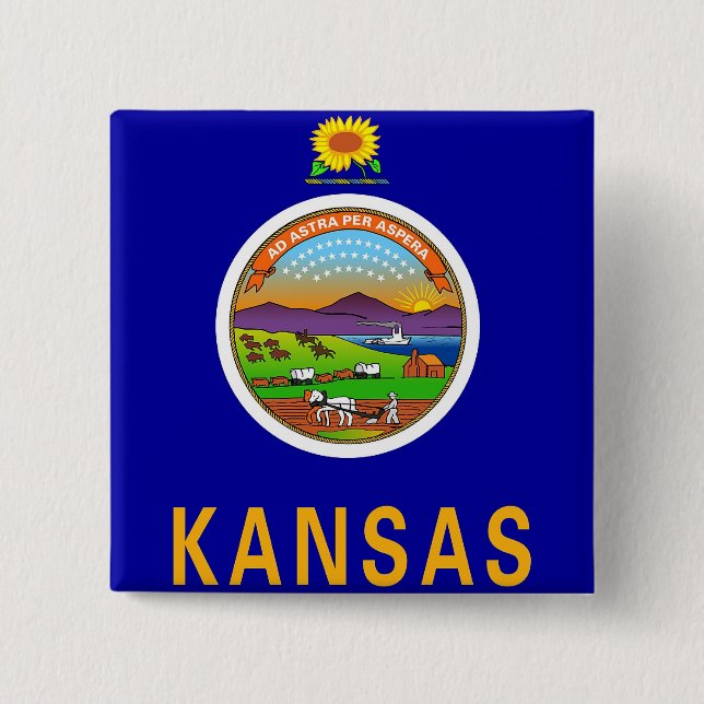Button mit Flagge von Kansas (Vorderseite)