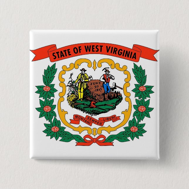 Button mit Flagge von West Virginia (Vorderseite)