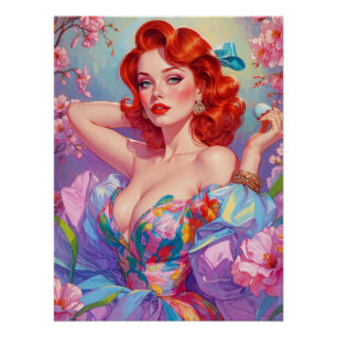 Button mit Ostereier, rosa Blume Poster