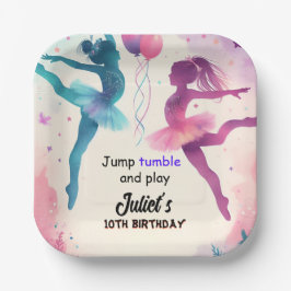 Button Moderne niedliche Jump Girl Gymnastik 10. G Pappteller
