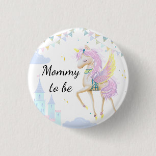 Button "Mommy to be" für eine Babydusche.