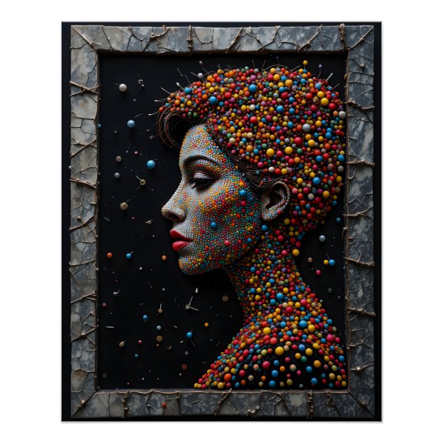 Button-Muster-Portrait Poster (Vorderseite)