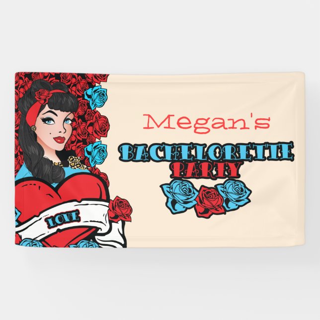 Button-oben Mädchen, Felsen-ein-Billy Party Fahne Banner (Horizontal)