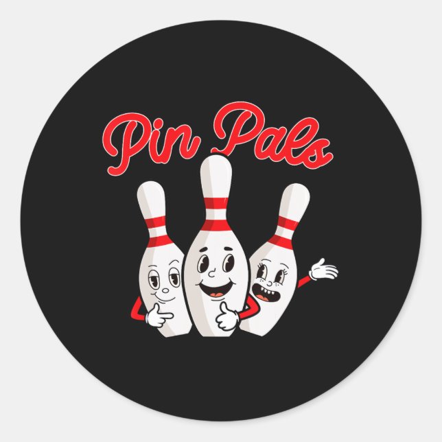 Button Pals - Bowling Bowler Runder Aufkleber (Vorderseite)