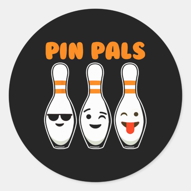 Button Pals Niedlich Funny Bowling Runder Aufkleber (Vorderseite)