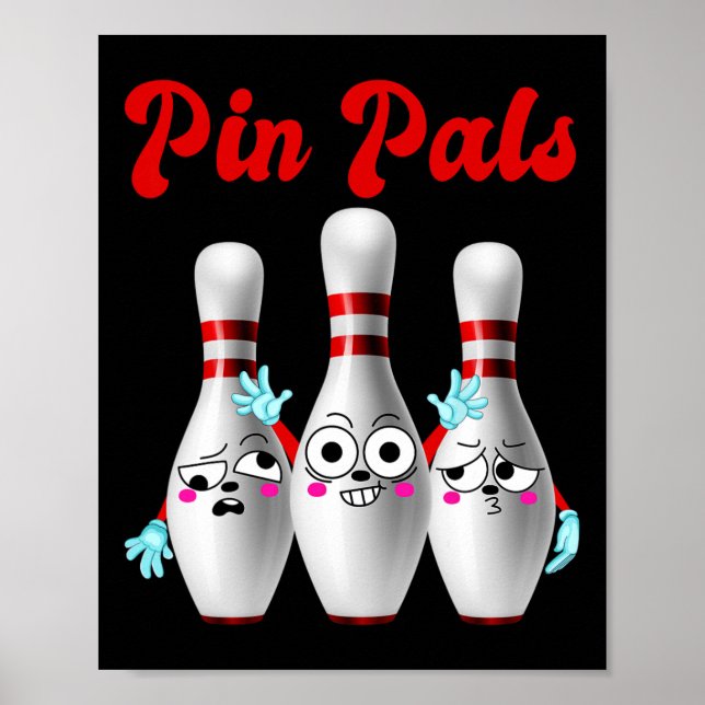 Button Pals Niedliches Bowling Shirt für Männer Fr Poster (Vorne)