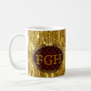 Button RETRO GOLD CROWNS + Ihr Monogramm Tasse