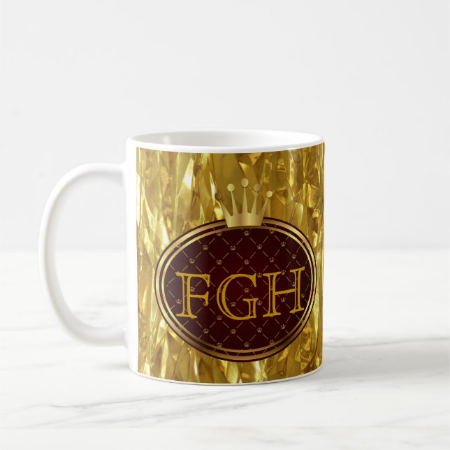 Button RETRO GOLD CROWNS + Ihr Monogramm Tasse (Links)