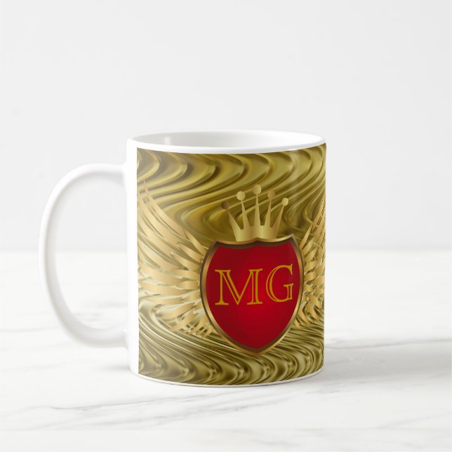 Button RETRO GOLD WINGS + dein Monogramm Kaffeetasse (Links)