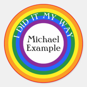 Button RINGS Regenbogen 1 + Ihr Backgr. & Text Runder Aufkleber