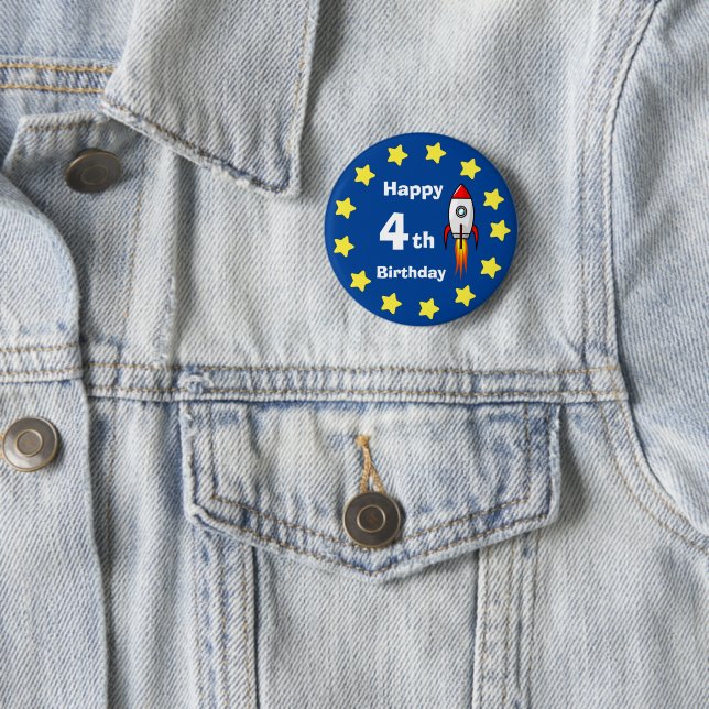 Button - Rocketship 4. Geburtstag (Beispiel)