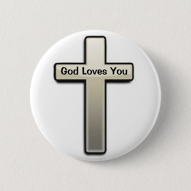 Button Silver Cross God Liebe You (Vorderseite)