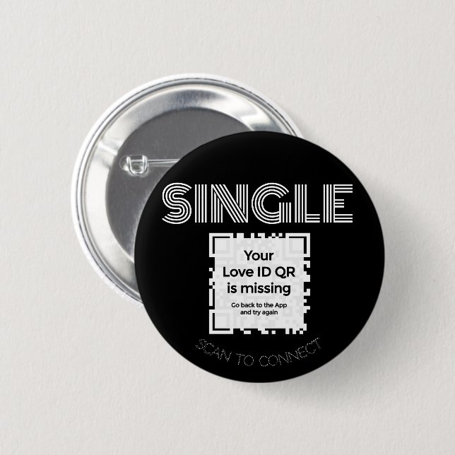 Button - "SINGLE" - BLACK -  QR - GLAM Collection (Vorne & Hinten)
