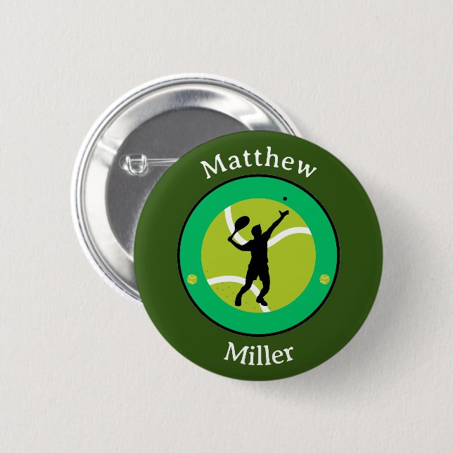 Button - Tennis Player - Personalisiert - Name hin (Vorne & Hinten)
