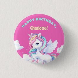 Button to a magical birthday party.