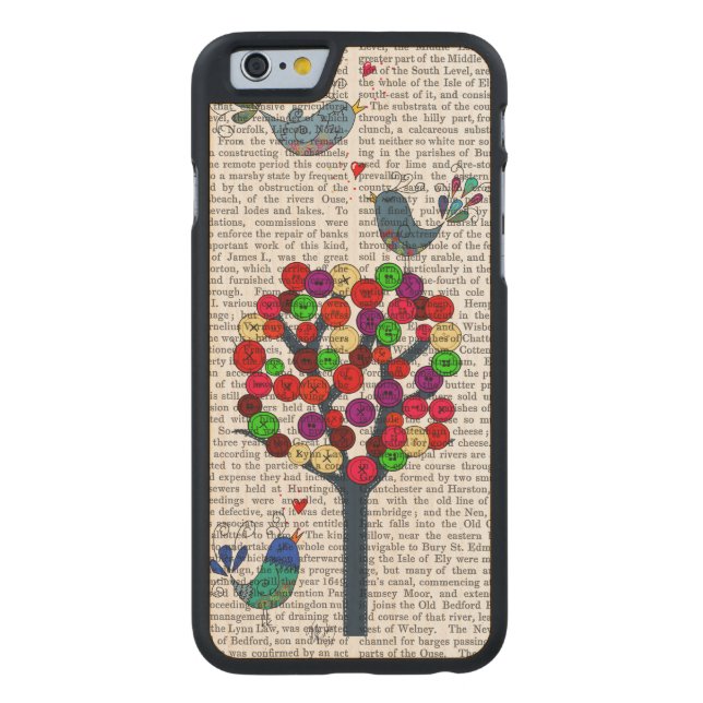 Button Tree und Birds Blue Carved Wood iPhone Hülle (Rückseite)