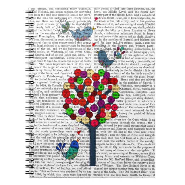 Button Tree und Birds Blue Notizblock (Vorderseite)
