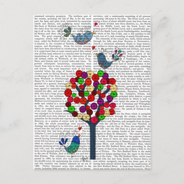 Button Tree und Birds Blue Postkarte (Vorderseite)