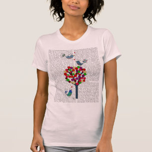 Button Tree und Birds Blue T-Shirt
