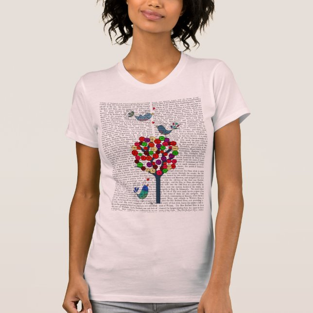 Button Tree und Birds Blue T-Shirt (Vorderseite)