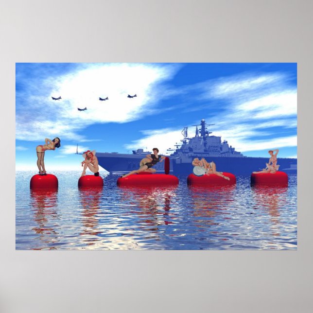 Button- und Glamour-Girls mit der Marine Poster (Vorne)