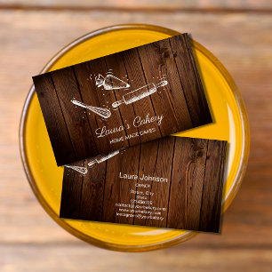 Button- und Whiskkuchengebäck Rustikales Holz Visitenkarte