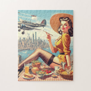Button-up-Abbildung für Retro-Flugzeuge Puzzle