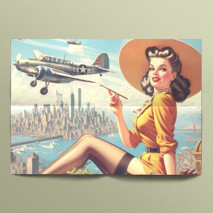 Button-up-Abbildung für Retro-Flugzeuge Seidenpapier