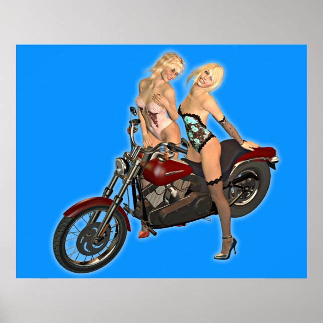 Button-up Bikermädchen Poster (Vorne)