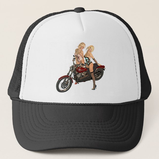 Button-up Bikermädchen Truckerkappe (Vorderseite)