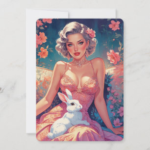Button-Up Blumen Niedlich Osterhase Feiertagskarte