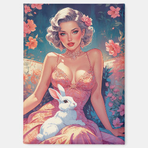 Button-Up Blumen Niedlich Osterhase Magnet
