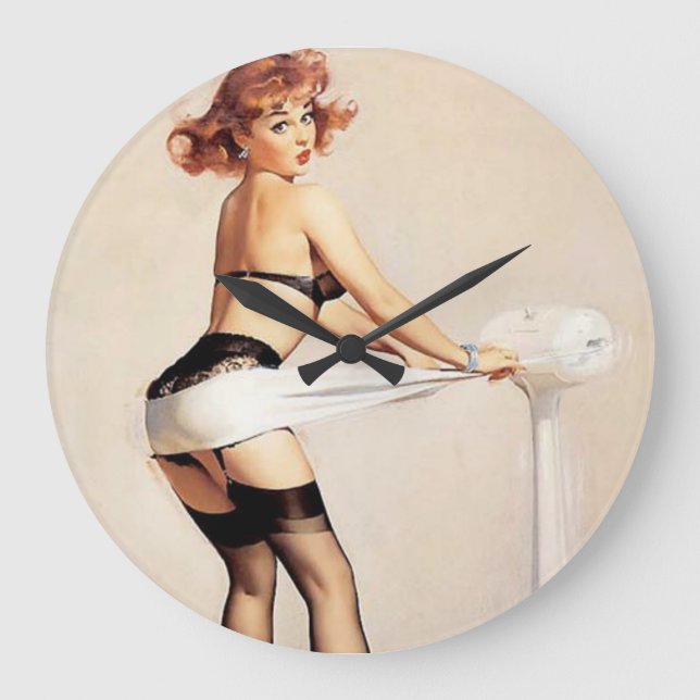 Button Up Fitness Guru Clock Große Wanduhr (Vorderseite)