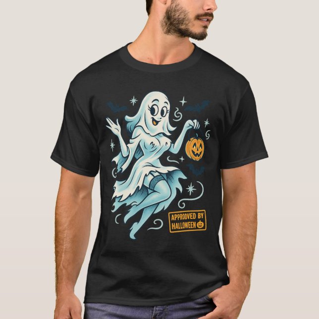 Button-Up Ghost Girl - Spooky Niedlich Halloween T-Shirt (Vorderseite)