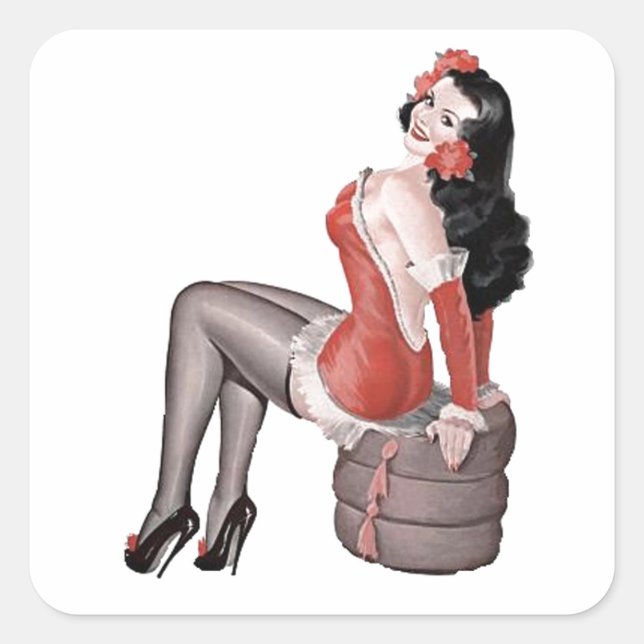 Button Up Girl auf dem Tires Square Sticker (Vorderseite)