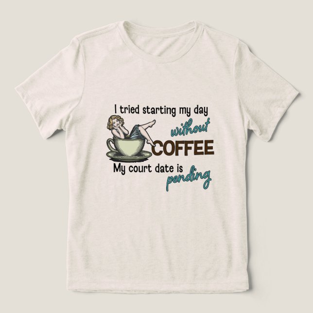 Button-up Girl Coffee Addict Tri-Blend Shirt (Design Vorderseite)