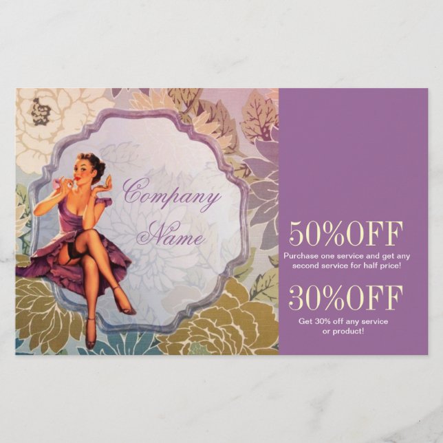 Button Up Girl Cosmetologist Haarkopfartist Flyer (Vorne)