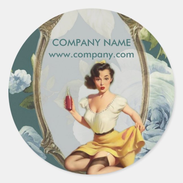 Button Up Girl Cosmetologist Haarkopfartist Runder Aufkleber (Vorderseite)