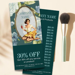 Button Up Girl Cosmetologist Haarkopfartist Werbekarte