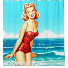 Button Up Girl Duschvorhang