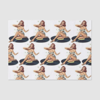 Button Up Girl on Record Multi Tissue Paper Seidenpapier